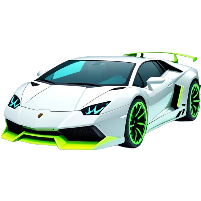 3D, create an ultra detailed Lamborghini with neon cyber punk flair, high shine, black rims emoji