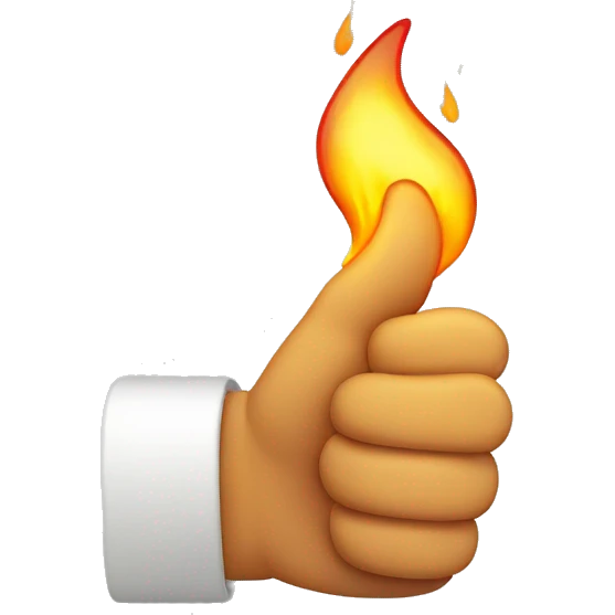 thumbs up with fire for thumb emoji
