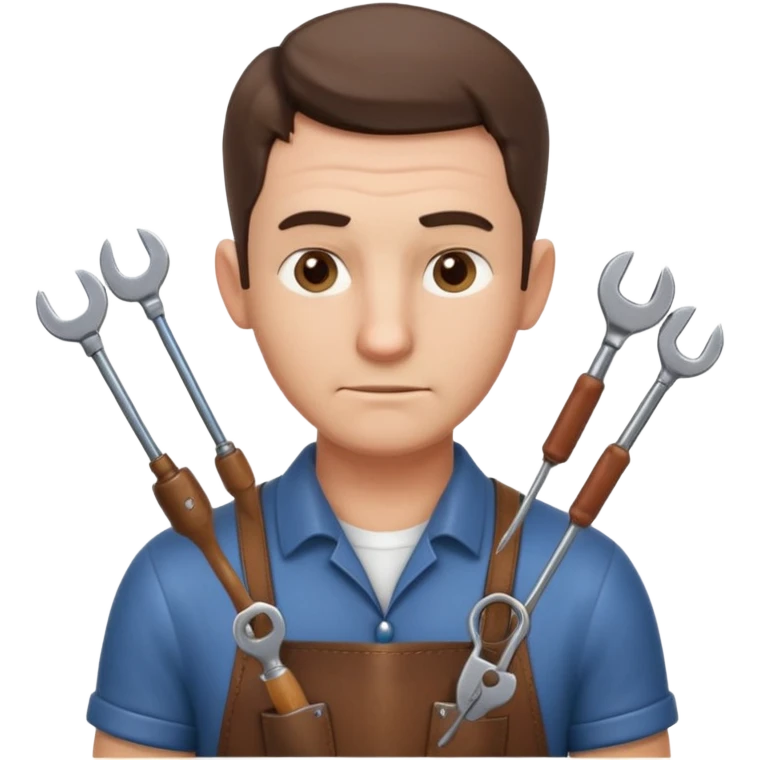 professional locksmith portrait, head and shoulders only, serious focused expression, leather apron collar, small lockpick tools visible, 3D cartoon, mobile game icon style, clean background, no text, no watermark
 emoji