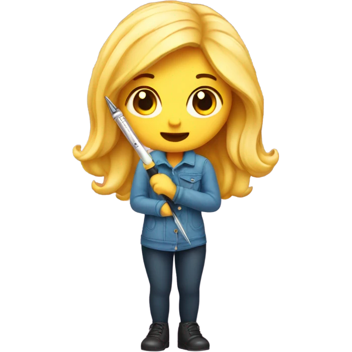 Girl emoji with seam ripper emoji