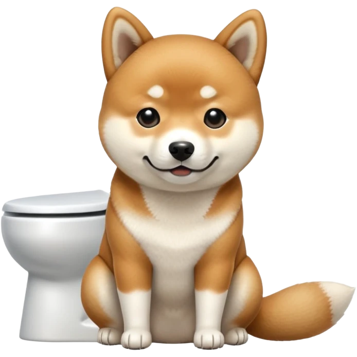 A Shiba Inu is going to the toilet emoji