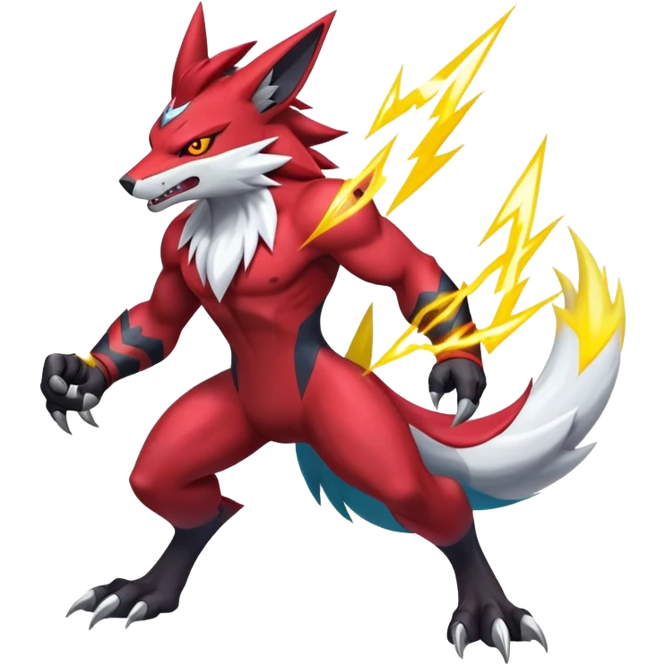 Shiny Epic Handsome Badass Zoroark-Zangoose-Zeraora-hybrid (Full body) emoji