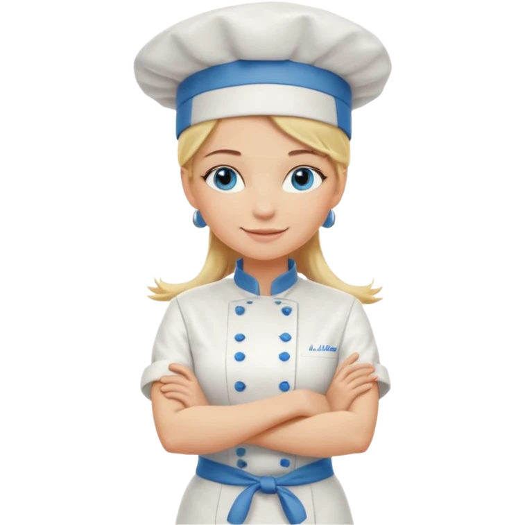 Full body 
Sexy Long Blonde hair blue eyed female chef arms folded emoji