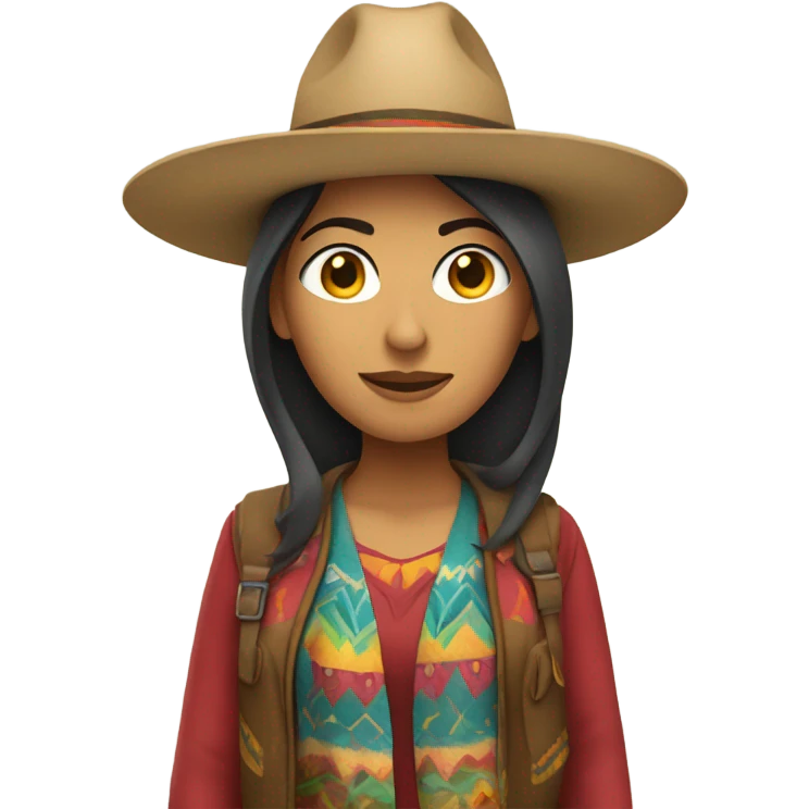 mexican looking woman, with traveler clothes emoji