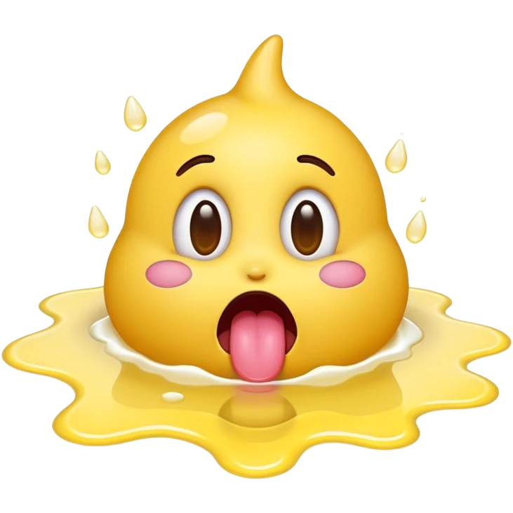 surprised emoji with tongue out in a puddle of white liquid emoji
