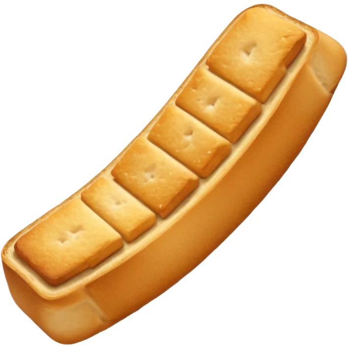 elongated  crescent-shaped crescent moon crouton without a face emoji