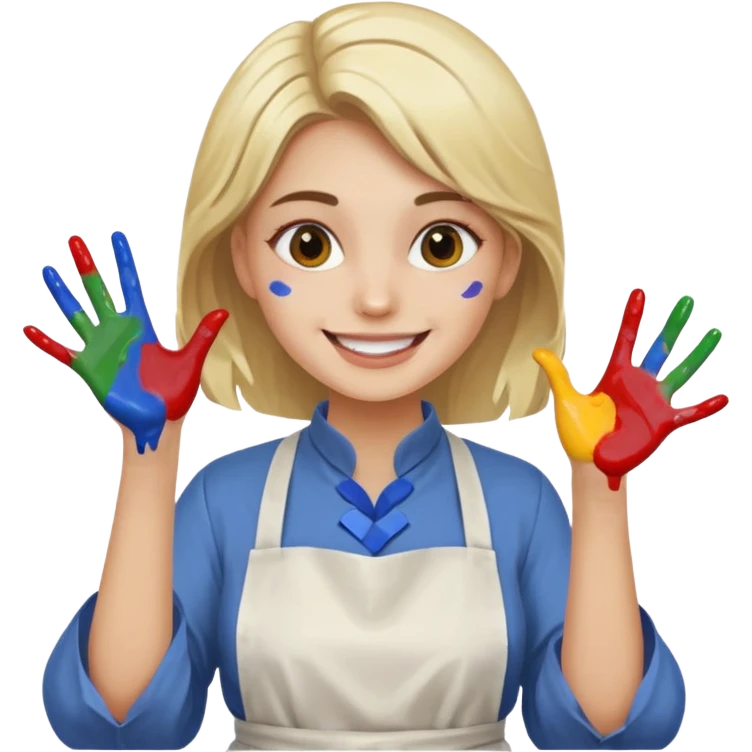 Young Women painting smilling tablier emoji