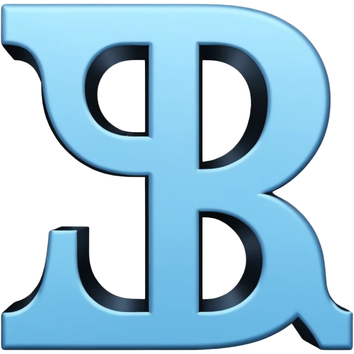 Genera la letra R tipografía gothan ultra en mayúscula de color celeste con un fondo blanco emoji