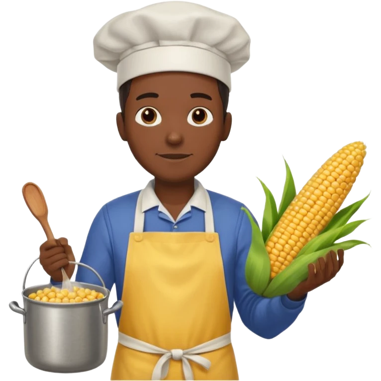 BLACK MAN AND A COOK CORN POT emoji