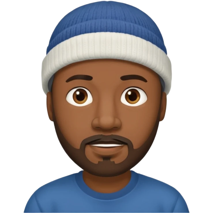 Middle-aged black man, goatee, wearing beanie emoji