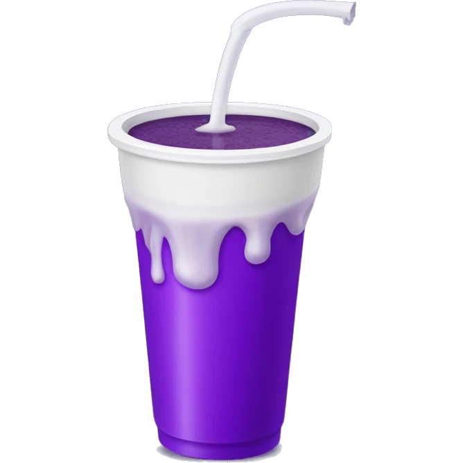Purple drink pouring out of a styrofoam cup emoji