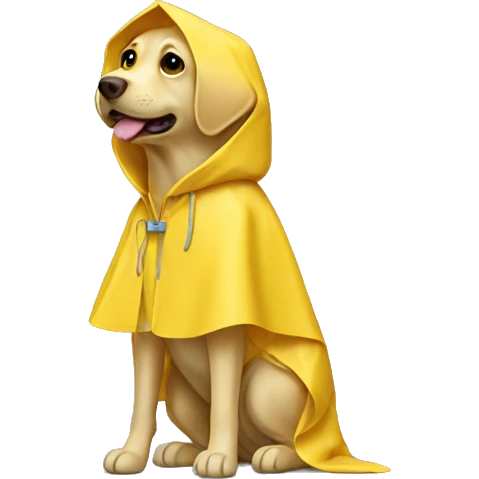 Yellow Labrador wearing a raincoat  emoji