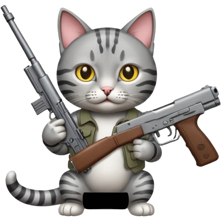 Cat with gun AK emoji