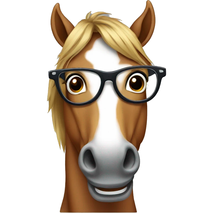 A horse smiling with specs emoji