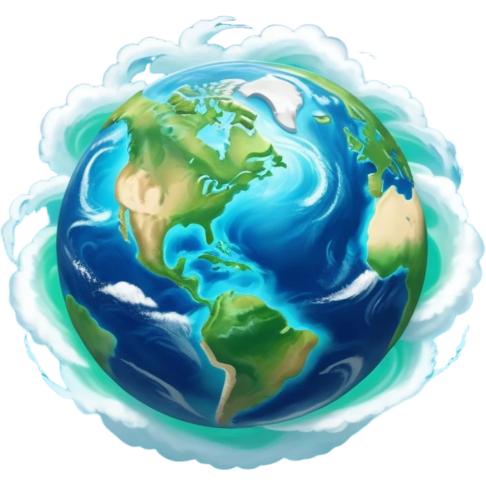 Cinematic Realistic Earth Emoji, depicted with vibrant blue oceans, swirling white clouds, and lush green continents rendered in exquisite detail, high shine, and a soft radiant glow that captures the dynamic, life-sustaining beauty of our home planet. emoji