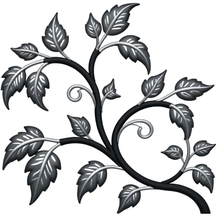 Black and silver filigree vine design, 3D, extremely detailed design emoji