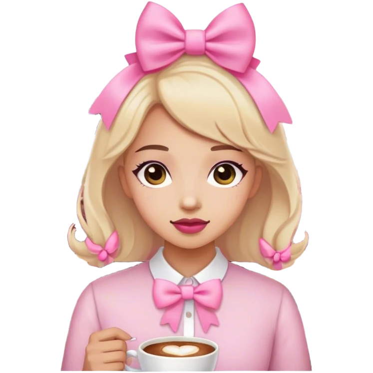 café com laço rosa emoji