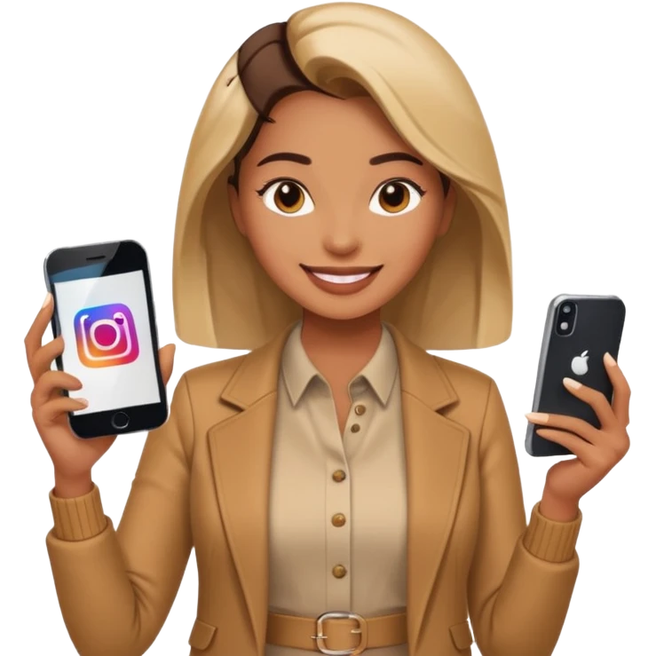 una señora entrando a mi  Instagram  para promocionar mi marca emoji