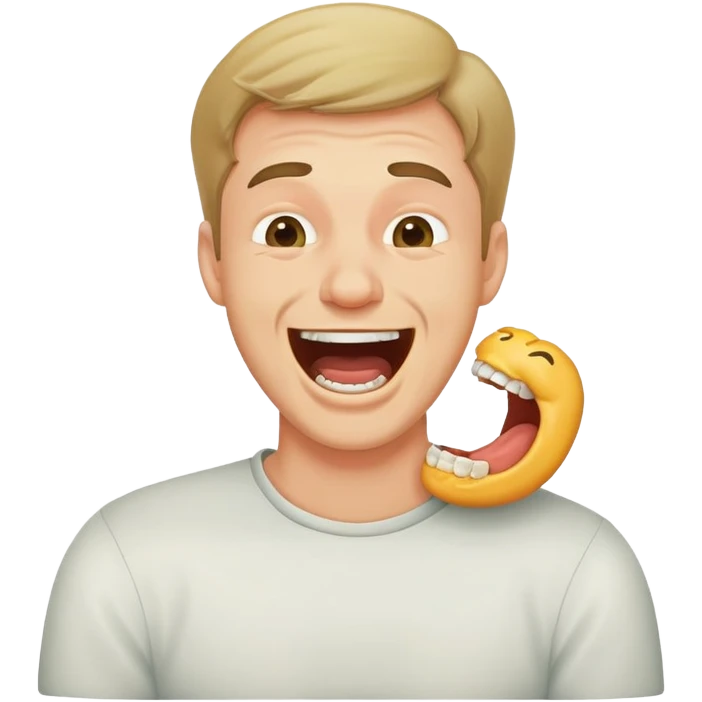 Guy choking himself laughing emoji