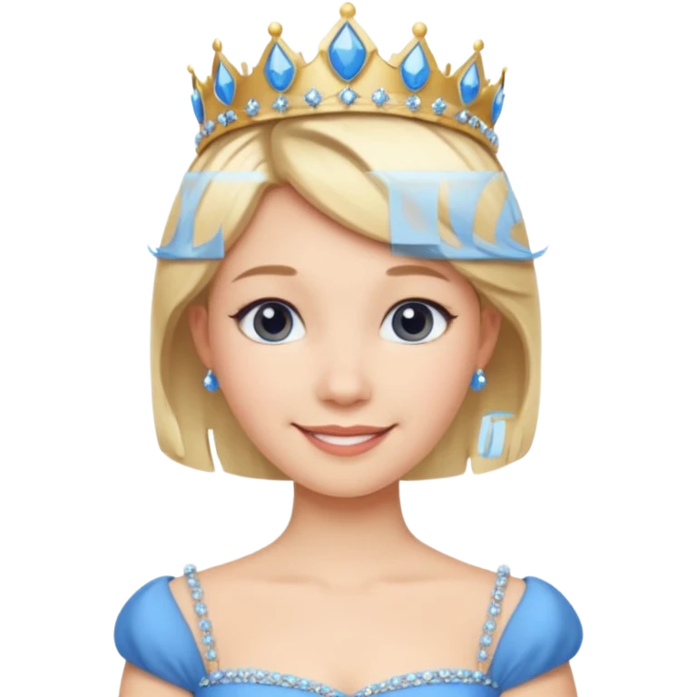 Princess in Blue Dress with Tiara, short Blonde Hair emoji