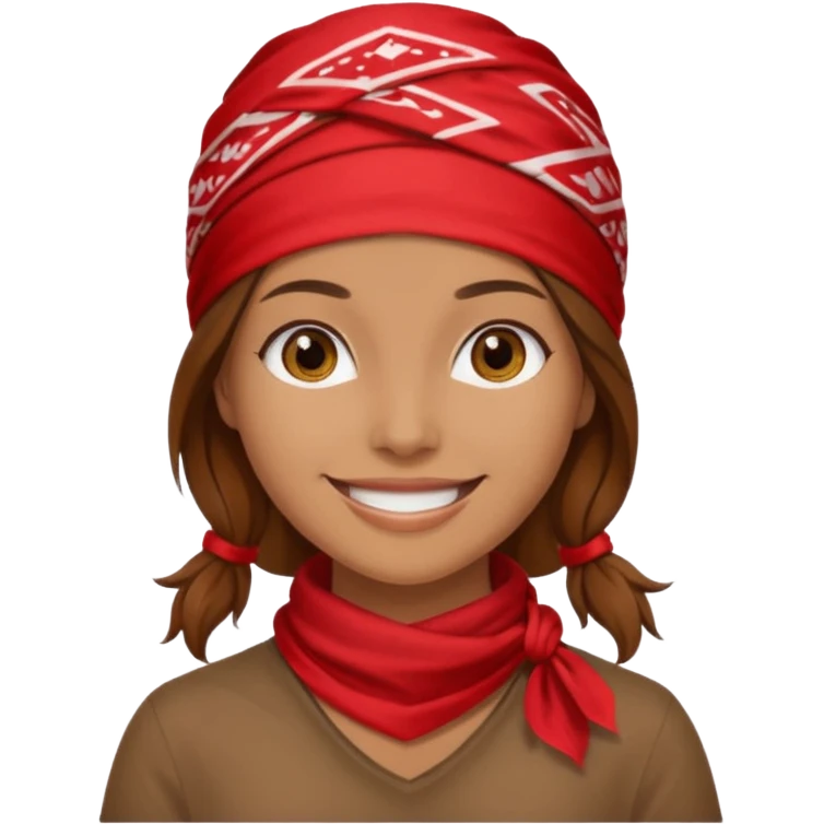 brown haired woman with wearing red bandana emoji