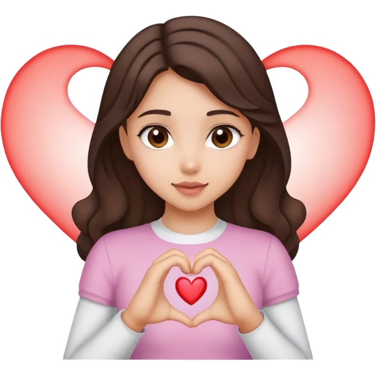 Secu Brunnete girl with two hands creating a heart shape emoji