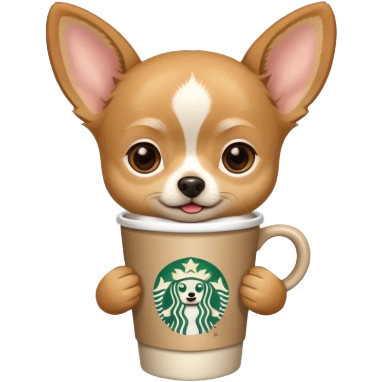 Chihuahua with a Starbucks cup emoji
