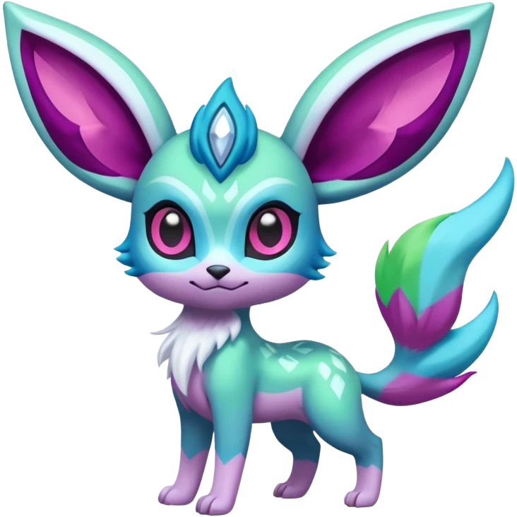 Colorful Exotic Meloetta-Glaceon-Venom-Stitch-Fakémon-creature-hybrid emoji
