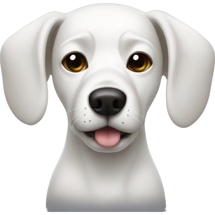 White Dog with black patches covering eyes big ears emoji