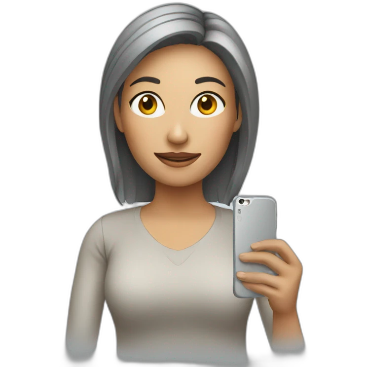 Woman with mobile emoji