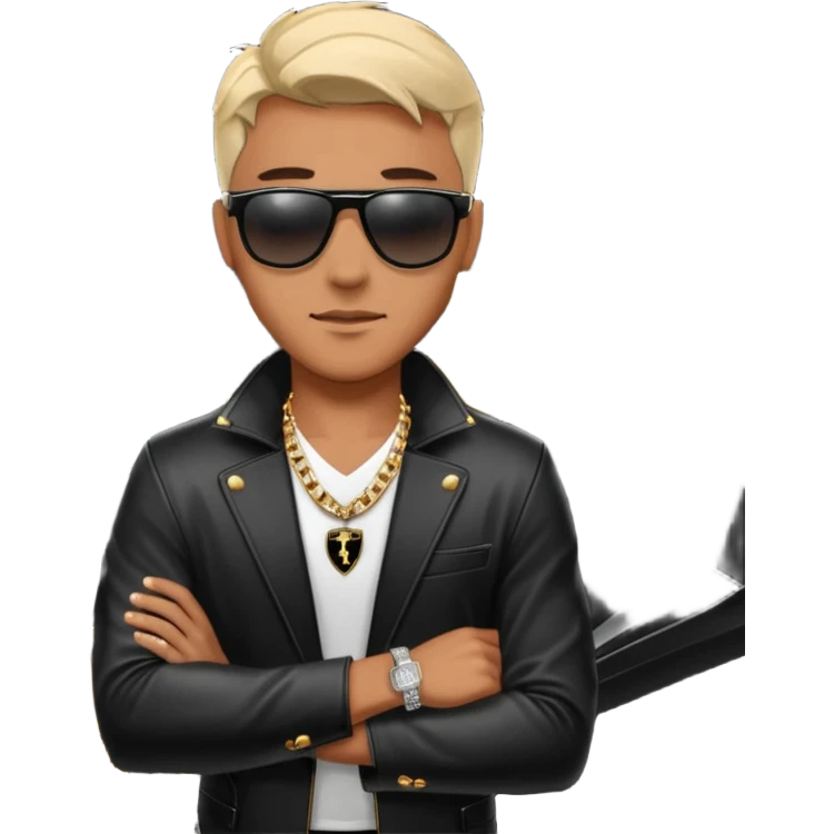 ultra rich man with diamond chain getting out of lamborghini emoji