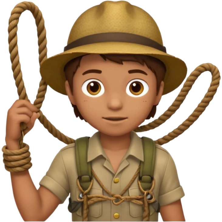 Boy + holding rope,Jungle Explorers. emoji
