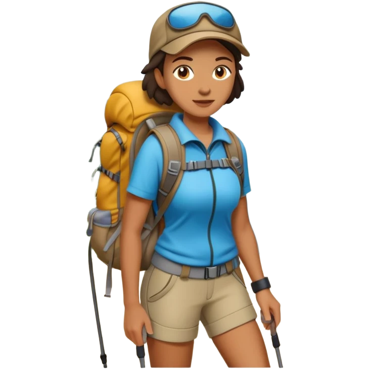 woman hiking with backpack emoji
