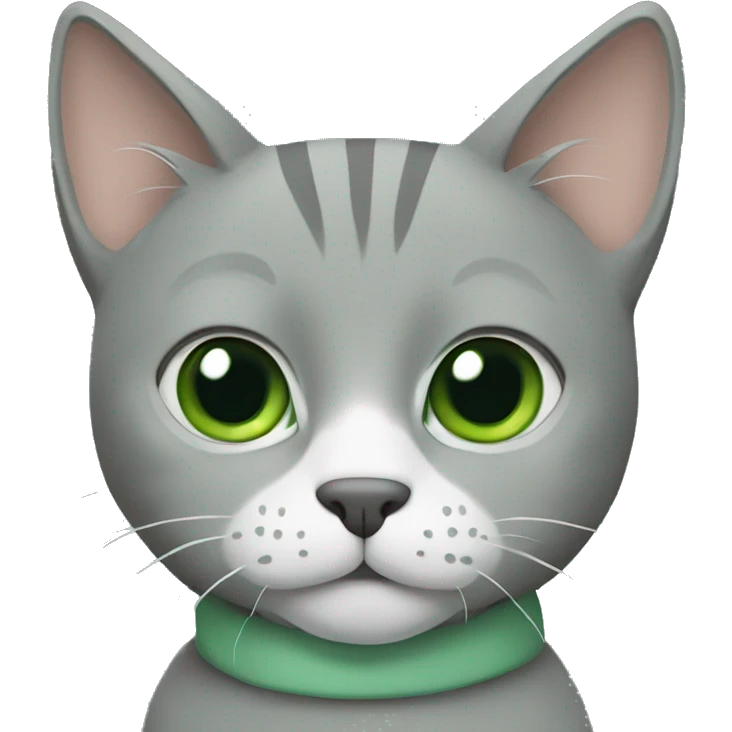 Grey cat with sage green collar emoji