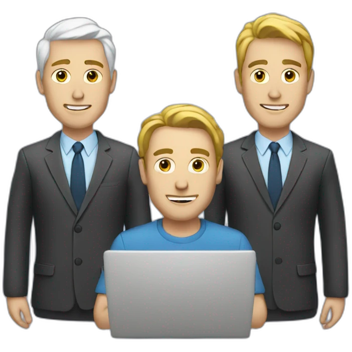 three white men with a laptop emoji