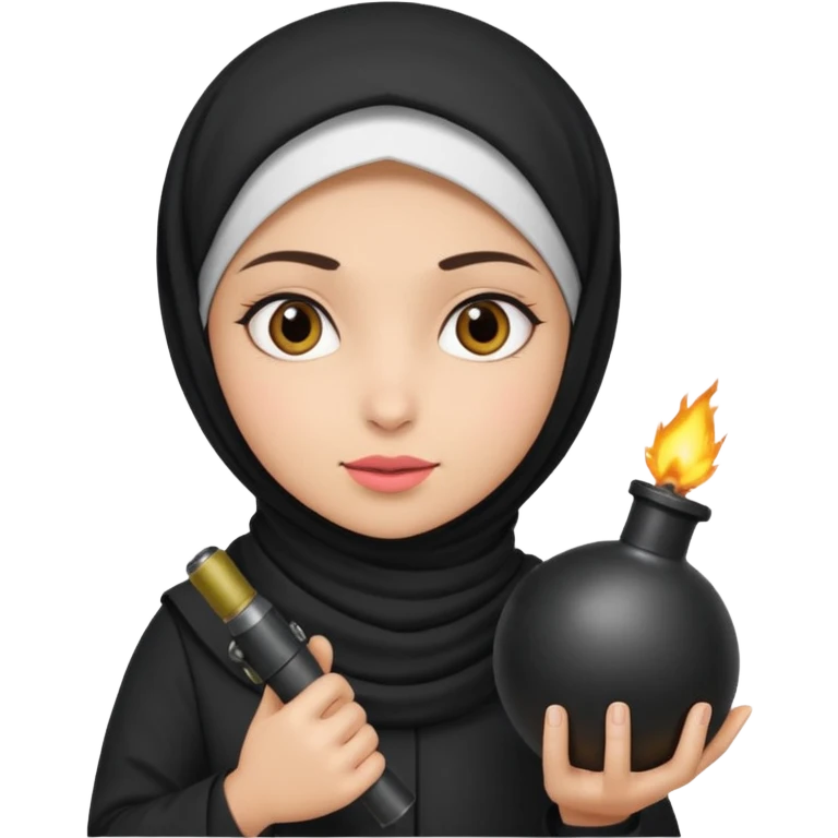 Muslim girl holding a bomb emoji