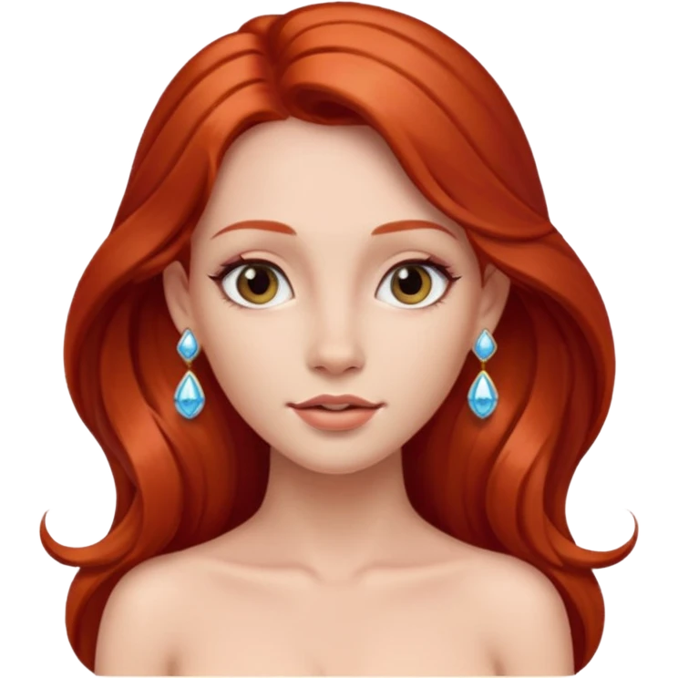 Hot   naked tits red long hair princess earrings emoji