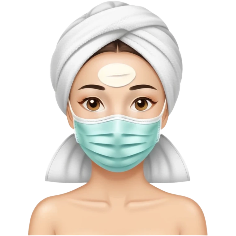 Lady with face mask spa beauty full face relaxing emoji