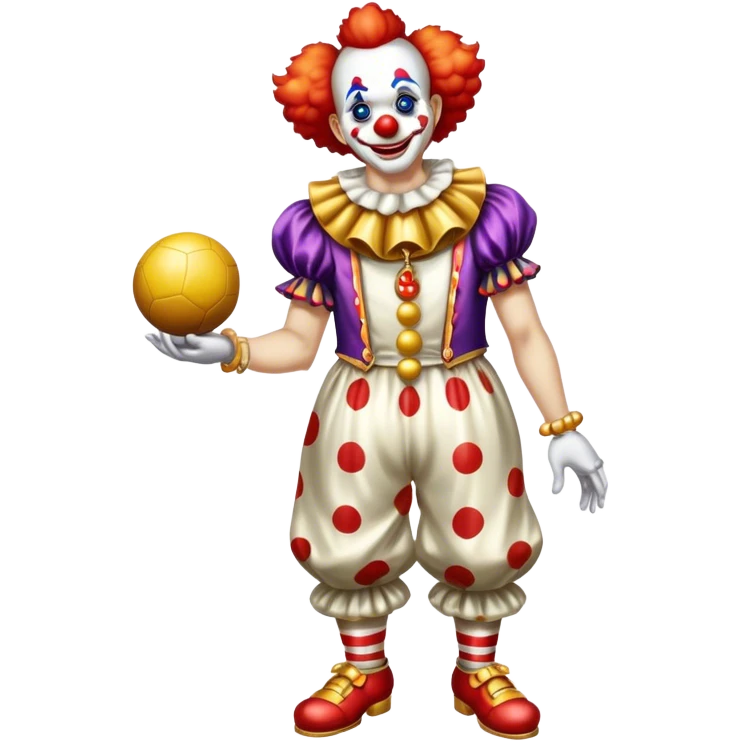clown with golden chain on the neck playing ball full height emoji