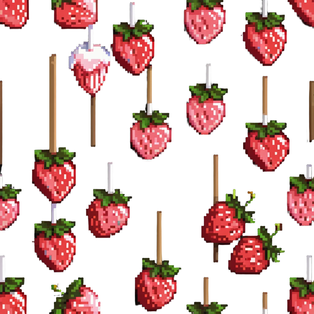 strawberry tanghulu on a wooden stick with shiny sugar coating emoji