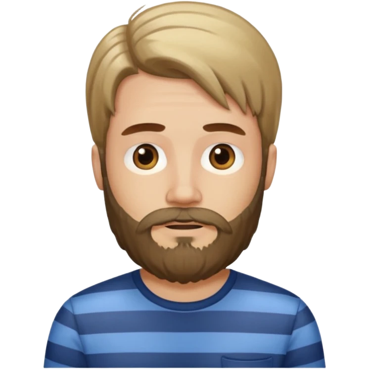 striped shirt with long hair and beard no moustache emoji