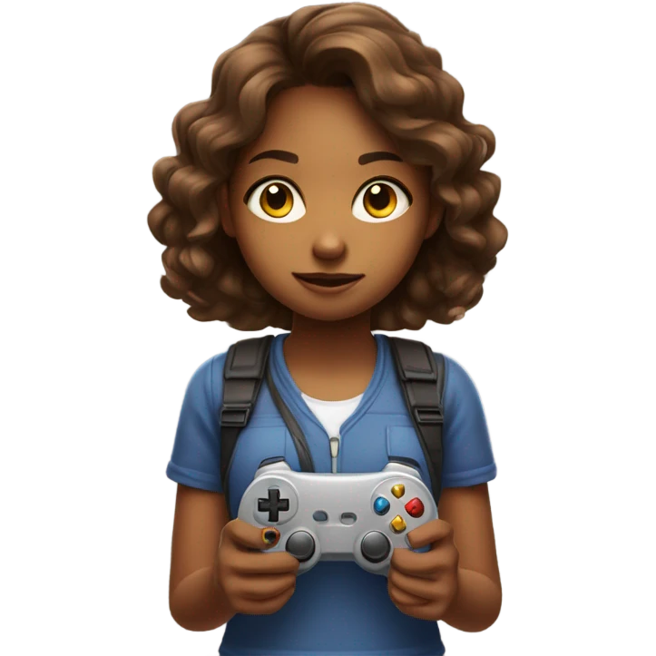 Brown skin girl playing video game  emoji