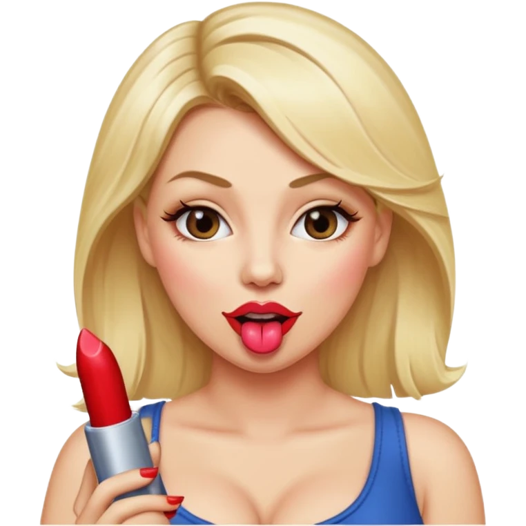 Topless blonde woman large breasts tongue out emoji