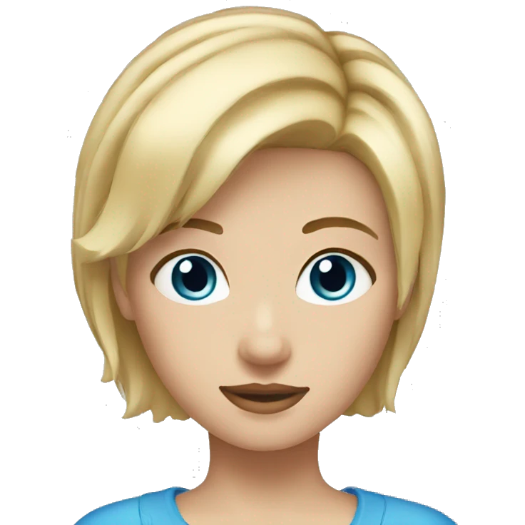 Short blond hair girl blue eyes emoji