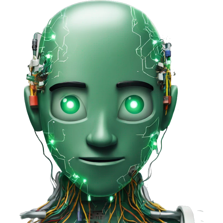 Head Deku cyborg with circuits and wires  emoji