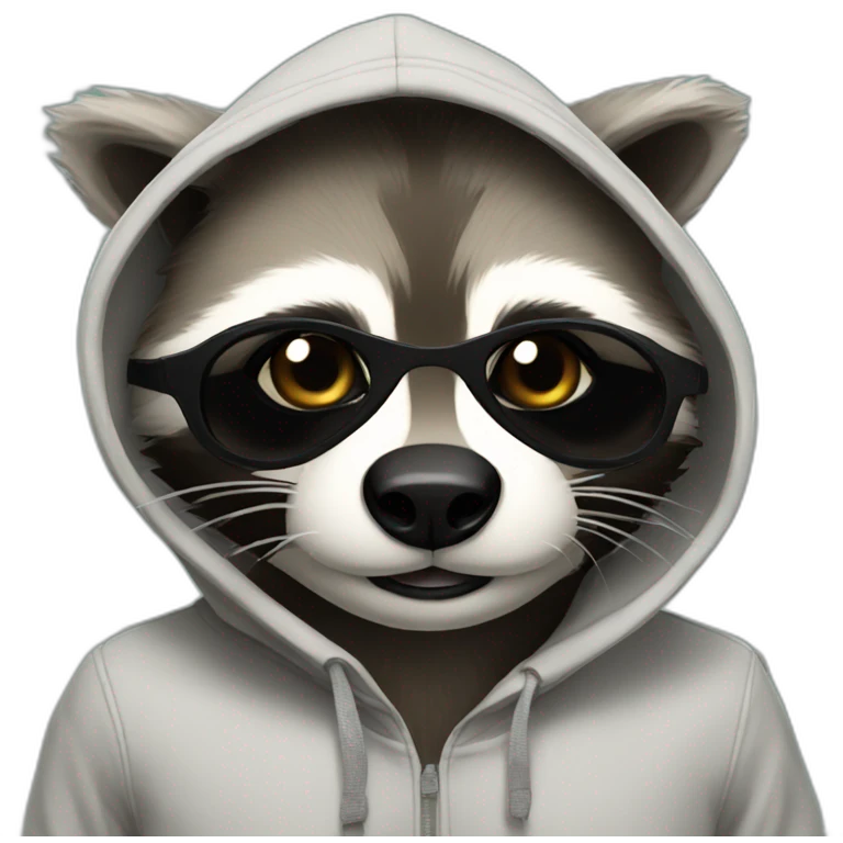 raccoon with a hoodie smoky emoji