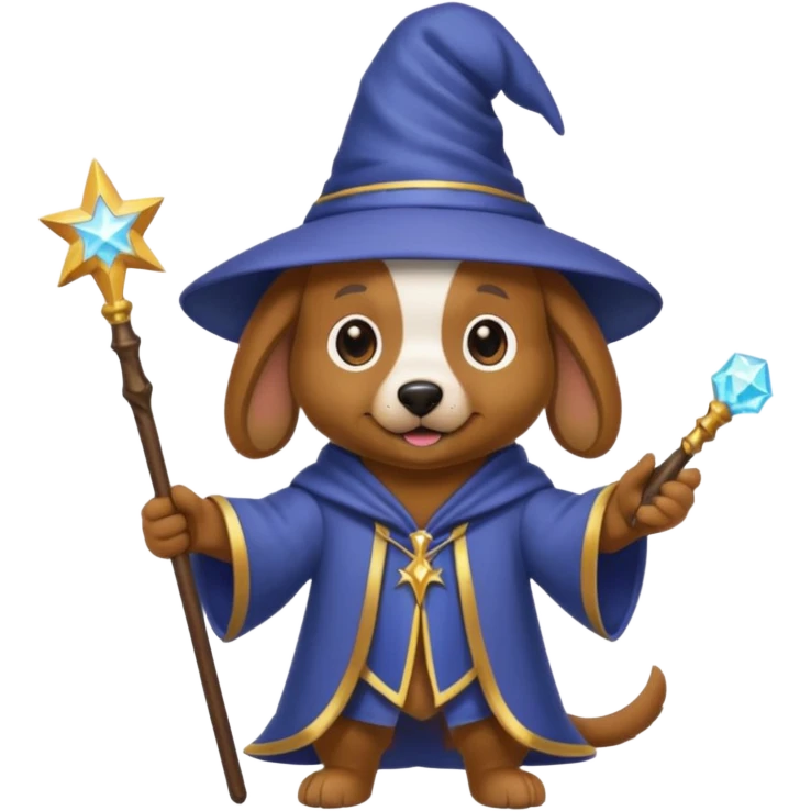 Dog wearing a wizard clothes emoji