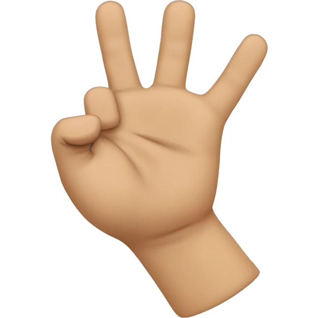 “Create an emoji representing the Scout salute: a raised hand with the three middle fingers extended and the thumb folded over the pinky. The hand should be stylized simply, with a neutral or transparent background to resemble a classic emoji.” emoji