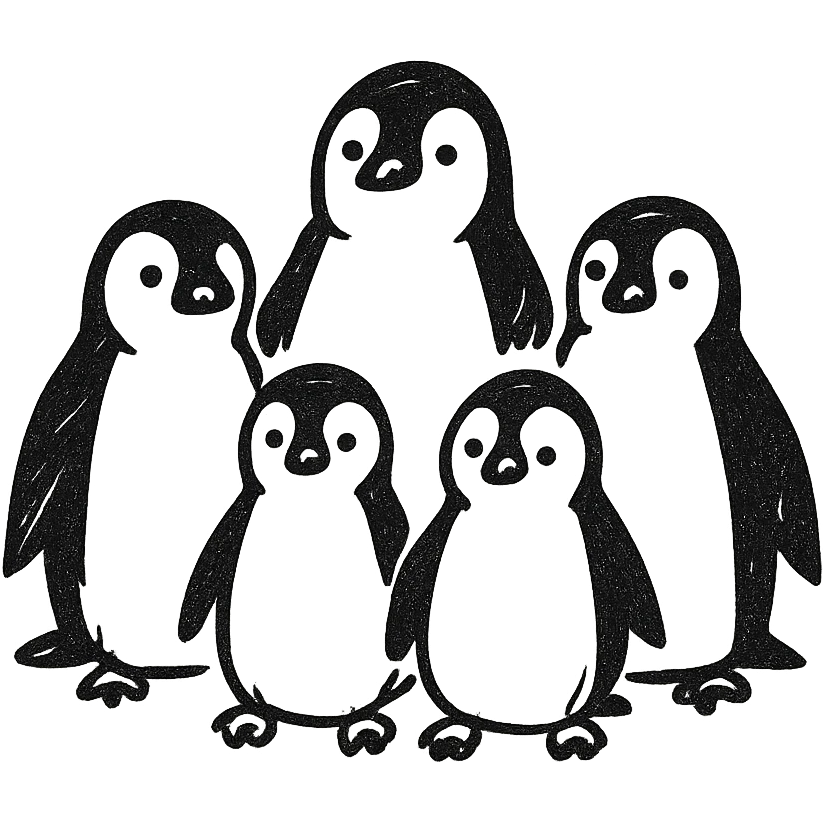 5 penguins emoji