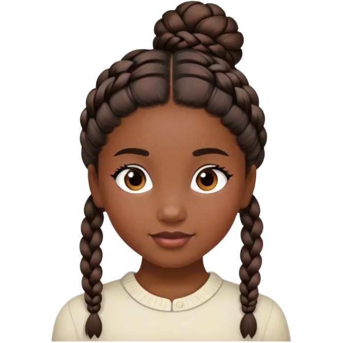girl with dark brown skin with braided bun emoji